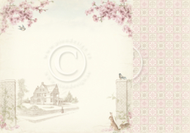 PD32001 Scrappapier Dubbelzijdig - Cherry Blossom Lane - Pion Design