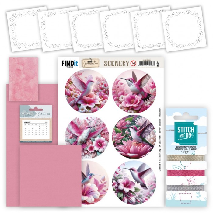 STDOPWC01 Embroidery Pinwheel Calendar - Berries Beauties - Hummingbirds
