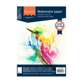 2911-8003 Florence - Aquarelpapier Smooth 300g - Intense White - A4 - (x10)