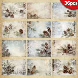 Junk Journal Treasures - A5 Journal papers 36 sheets - Winter Pinecones