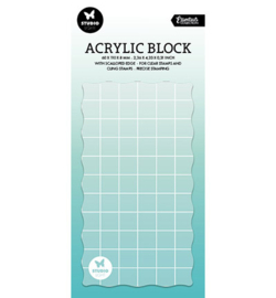 SL-ES-ASB08 - Acrylic stamping block for clear and cling stamps with grid Essentials nr.08