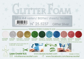 25.5237 Glitter foam sheets A4, Glitter Silver - 4 vellen