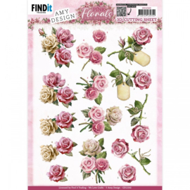 3D Cutting Sheets - Amy Design - Pink Florals - Roses - CD12102