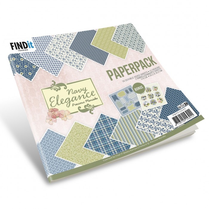 PMPP10049 Paperpack - Precious Marieke- Navy Elegance 20 x 20 cm
