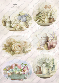 GH3374 Vintage vel - Cirkels/Ovaal Bloemen - Gerda's Hobbyshop