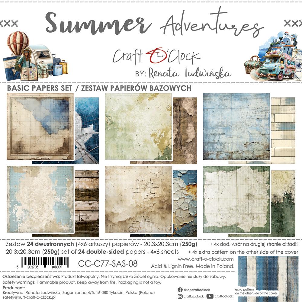 CC-C77-SAS-08  Craft O' Clock - Summer Adventures - Paper Set 20,3x20,3cm