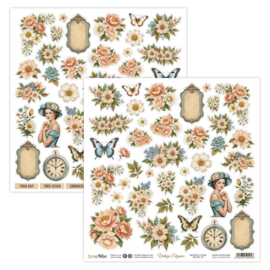 SB-VIEL-07   Double-sidedpaper 30,5x30,5cm Vintage Elegance – 07, elements to cut, mirror/pop-up print, 190 gsm (1 sheet) - PAKKETPOST!!