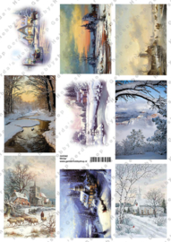 GH3342 Vintage vel - Winterlandschap (9 plaatjes) - Gerda's Hobbyshop