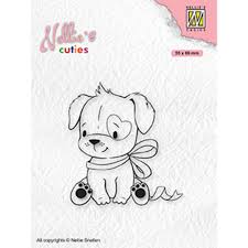 NCCS015 Dog with Christmas bow  - Stempel - Nellie Snellen