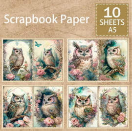 Junk Journal Treasures - A6 Journal papers 10 sheets -Uilen