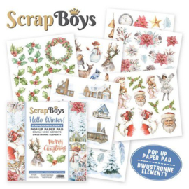 Scrapboys POP UP Paper Pad double sided elements - Hello Winter HEWI-11 190gr 15,2x15,2cm