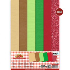BB-A4-10014 Linen Cardstock Pack - Berries Beauties - Sweet Strawberries - A4