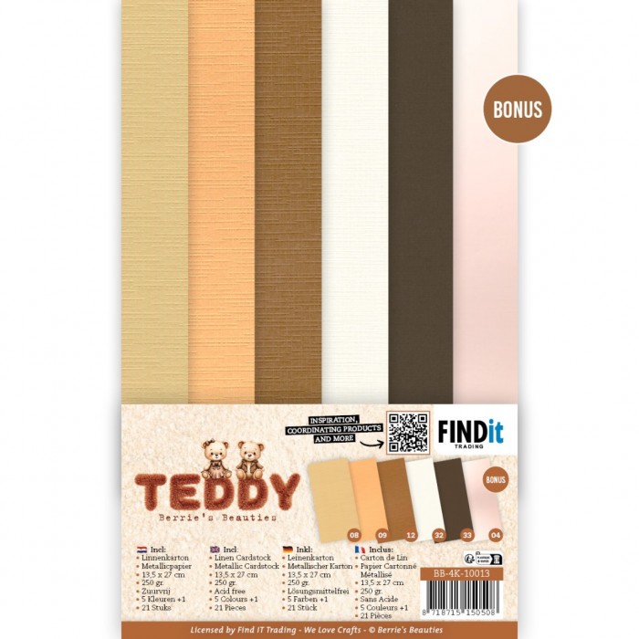 BB-4K-10013 Linen Cardstock Pack - Berries Beauties - Teddy - 4K