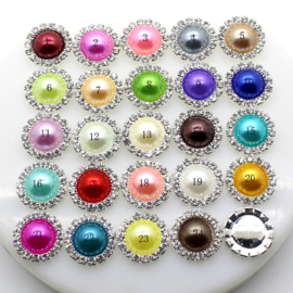 Rhinestone met parel 15mm - Zand - per stuk