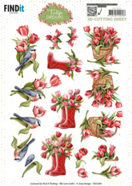 CD12293 3D Cutting Sheet - Amy Design - Tulip Dreams - Red Tulips