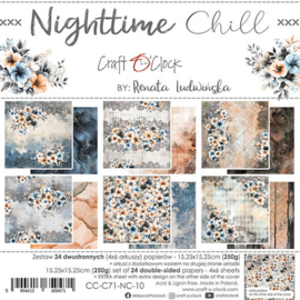 CC-C71-NC-10 Craft O Clock Set of Papers 15x15 cm Nighttime Chill