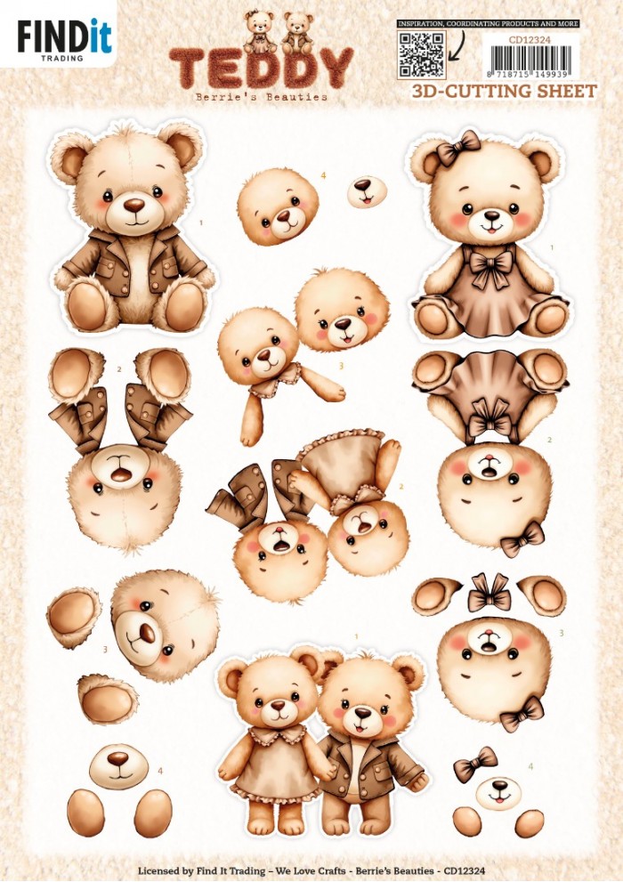 CD12324 3D Cutting Sheet - Berries Beauties - Teddy - Together