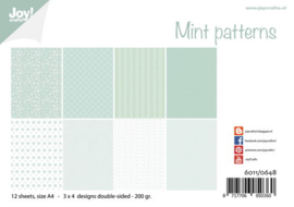 6011-0648 Mint Patterns - Papierset A4 - Joy Crafts
