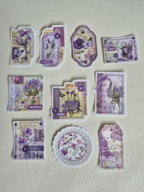 Junk Journal stickers - Paars thema - 10 stuks