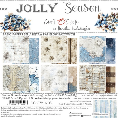 CC-C79-JS-08 Craft O Clock Basic Paper Pack 20x20 cm Jolly Season