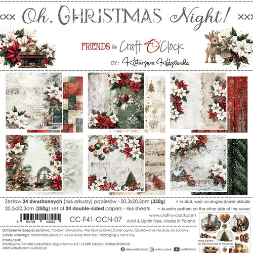 CC-F41-OCN-07 Craft O Clock Paper Pack 20x20 cm Oh Christmas Night
