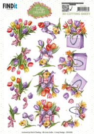 CD12292 3D Cutting Sheet - Amy Design - Tulip Dreams - Colorful Tulips