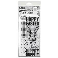 Hipster Bunny Tim Holtz Clear Stamp and Stencil (THMM164)