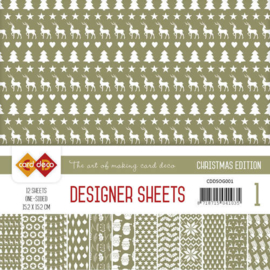 CDDSOG001 Designer Sheets 15x15cm - Olijf Groen - Card Deco