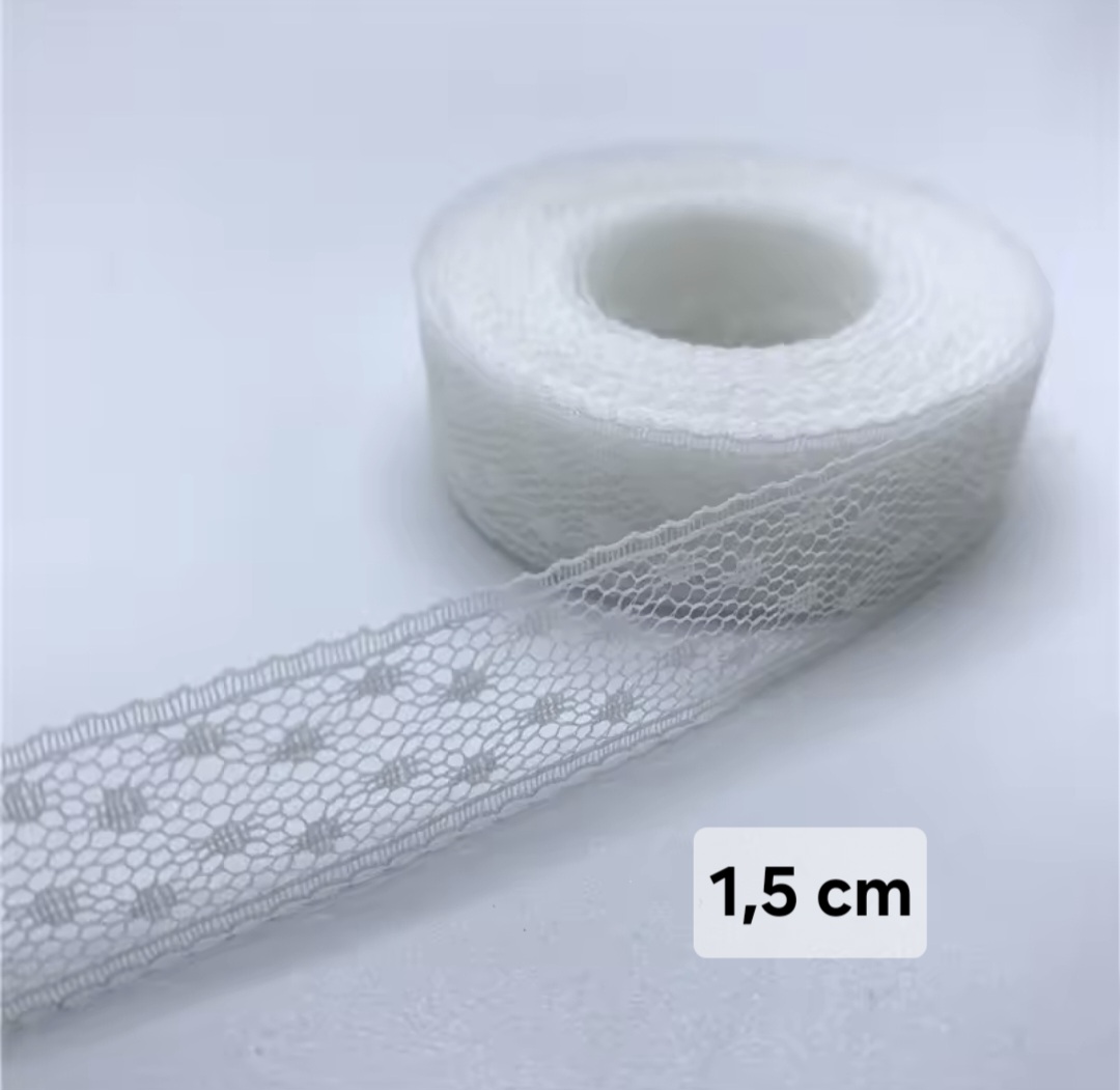 Kant Wit 1.5cm - Stip - per meter