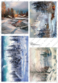 GH3350 Vintage vel - Winterlandschap Groot (4 plaatjes) - Gerda's Hobbyshop