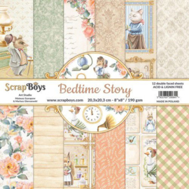 ScrapBoys Bedtime story paperpad 12 vl+cut out elements-DZ BEST-10 190gr 20,3x20,3cm