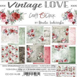 Craft O' Clock - Vintage Love - Paper Collection Set - 15.2 x 15.2 cm