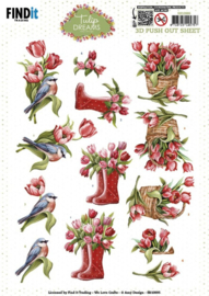 SB10995 3D Push out Sheet - Amy Design - Tulip Dreams - Red Tulips