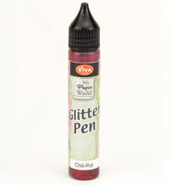 Glitter pen 28ml - Rood - Viva