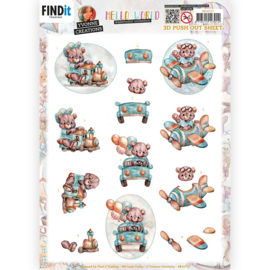 SB10727 3D Push Out - Yvonne Creations - Hello World - Playing Teddybear