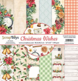ScrapBoys Christmas Wishes paperset 12 vl+cut out elements-DZ CHWI-08 190gr 30,5 x 30,5cm - PAKKETPOST!