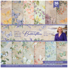 Sara Signature - Vintage Butterflies - Paperpad 30x30 cm - Pakketpost!