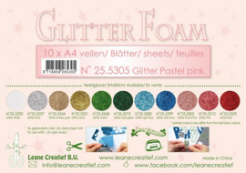 25.5305 Glitter foam sheets A4 Glitter Pastel Pink - per vel