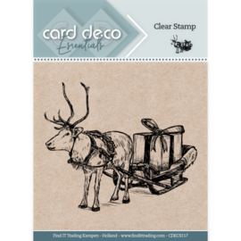 CDECS117 Card Deco Essentials Clear Stamps - Reindeer with Sleigh