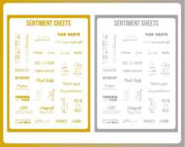 CDESENTNLENG10005 Card Deco - Sentiment Sheet Set - NL - ENG - Hartewensen - Goud - Zilver