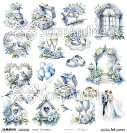 Scrappapier Wedding 4 - 30.5 x 30.5 cm Blue Roses - Scrap and Me - PAKKETPOST!