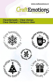 130501/5044 CraftEmotions clearstamps 6x7cm - Tekst rondjes Kerst NL
