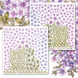 PSM0918 Double-sided paper 30,5x30,5 cm Violet Whisper 17, 3D Violet Flowers and Leaves – extras to cut, mirror print - PAKKETPOST!!