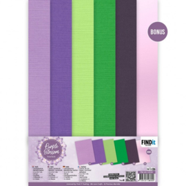 PM-A4-10034  Linen Cardstock Pack - Precious Marieke - Purple Blossom - A4