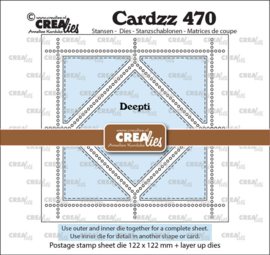 CLCZ470 Crealies - Cardzz stansen - no. 470, Postzegelvel Deepti (vierkant met gedraaid