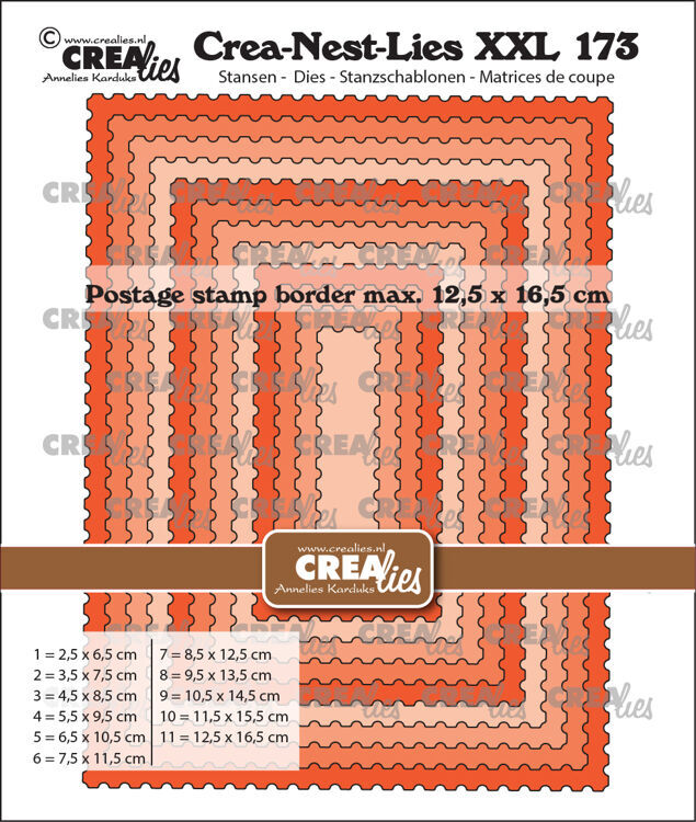 CLNestXXL173 Stansmal - Crealies - Crea-nest-Lies XXL - Rechthoeken met postzegelrand - no. 173