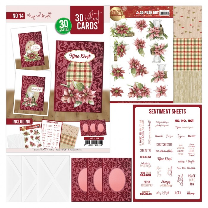 3DVC10014 3D Velvet Cards A6 - Merry and Bright