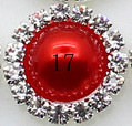 Rhinestone met parel 15mm - Rood - per stuk