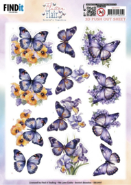 SB10997 3D Push out Sheet - Berries Beauties - Flutter Flair - Purple Flutters