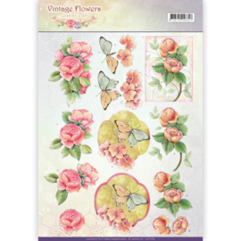 CD11046 Knipvel A4 - Vintage Flowers - Jenine's Art